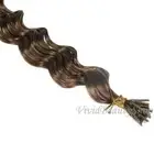 200 Deep Wave Curly I Stick Tip Micro Link Remy Human Hair Extension Light Brown