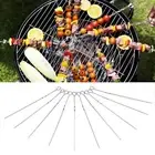 Barbecue Skewer Flat Long Reusable Stainless Steel Kebab Sticks For Meat BU