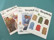 Sewing Pattern Lot of 3 Unisex Vest Shirt Tie Shorts Simplicity