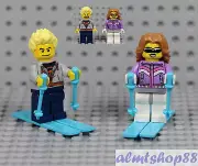LEGO - Male & Female Skier Minifigures w/ Ski Poles Blue Skis Winter Snow City