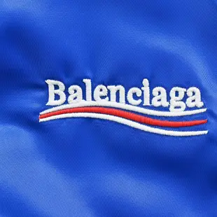 巴黎世家Balenciaga藍色字母刺繡袖子抓褶鋪棉夾克外套 代購