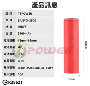 信捷【E12】全新三洋 NCR18650GA 3500mAh 鋰電池 Panasonic 國際3400 BSMI認證