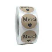 500pcs/Roll Kraft Merci French Thank You labels Stickers Envelope Package Seal