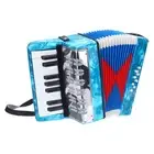 Accordion, 17 Keys 8 Bass Button Accordion Mini Musical Instrument Sky Blue