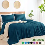 LINENOVA 2000TC Bamboo Blend Quilt Cover Sets Antimicrobial Ultra Soft Breathable Comfort Bedding Set