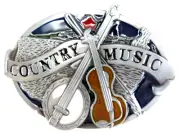 New Country Music Bluegrass Guitar Banjo Fiddle USA Map Belt Buckle