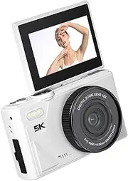 5K Digital Camera for Photography, 75MP Vlogging Camera with 180° Flip 3" Screen, 18X Zoom Autofocus, Anti Shake Video Cameras for Selfie Travel (White)