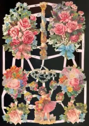 VICTORIAN STYLE DIE CUT PAPER SCRAPS FLORAL ef7227 GERMANY