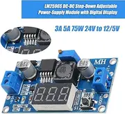 LM2596S DC-DC Step-Down Adjustable Power-Supply Module LM2596 Voltage Regulator with Digital Display 3A 5A 75W 24V to 12/5V Multicolor One Size