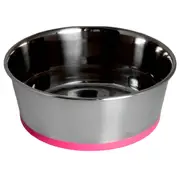 Rogz Slurp Stainless Steel Non-Skid Dog Bowl Pink Medium