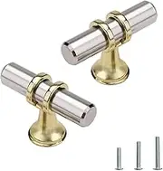 Ymaiss 12 Packs Cabinet Knobs T Bar Kitchen Dresser Knobs Drawer Pull Handles Single Hole Knobs Hardware for Drawer Dresser Cupboard Wardrobe (Silver and Gold)