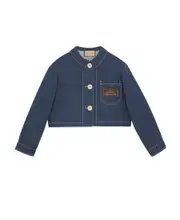 Gucci Logo Patch Denim Cropped Jacket IT40 Blue