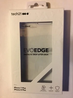 Tech21 Evo Edge Case for Apple iPhone 7 Plus 8 Plus - Clear/White Factory Sealed