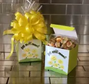 Get Well Soon Reeses Mini Peanut Butter Cups Gift Basket-Box With Yellow Bow
