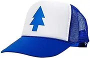 [QOHNK] New Unisex Women Men Curved Blue Pine Tree Dipper Gravity Falls Cartoon Mesh Hat Cap Trucker Baseball Hat