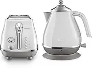 De'Longhi Icona Capitals Breakfast Collection, Bundle Includes 2-Slice Toaster and Electric Kettle, Sydney White