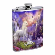 Unicorns D6 Flask 8oz Stainless Steel Hip Drinking Whiskey Mythical Creature