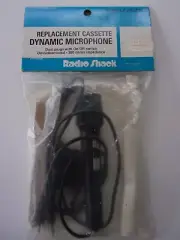 REALISTIC/RADIO SHACK REPLACEMENT CASSETTE DYNAMIC MICROPHONE w/STAND~OLD STOCK