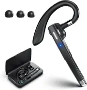 Bluetooth Single Wireless Headset Handsfree Earpiece for Phone, V5.3 in-Ear H...