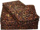 Leopard Print 600TC Egyptian Cotton Sheets, 4-PCs Bed Sheet Set Leopard Print