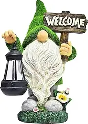 Solar Garden Statue,Creative Gnome Garden Statue Outdoor Lawn Decoration, Ornament Housewarming Garden for Patio, Balcony, Yard, Lawn Ornament（Gnome with Lamp）
