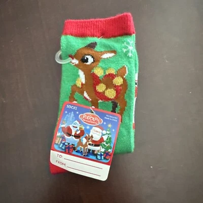 Rudolph Red Nose Reindeer Socks New Youth 6 - 8.5
