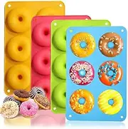 4 Pcs Silicone Donut Pan Molds, BetterJonny 6 Cavity Food Grade Non-Stick Baking Tray Maker Pan for Perfect Shaped Doughnuts Cake Biscuit