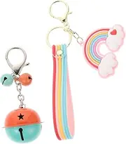 [BESTYASH] Rainbow Key Chain Phone Charms Keychain Badge Lanyard Card Brace Purse Coin Carabiner Pendant Tag Rings Holder Keys Bag Strap Retractable Key Adornment Orange