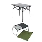 Adventure Kings Aluminium Roll-Up Camping Table + Camp Fire BBQ Plate Cooking