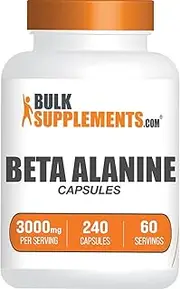 BULKSUPPLEMENTS.COM Beta Alanine Capsules - Beta Alanine Supplement, Beta Alanine Pills, Beta Alanine 3000mg - Gluten Free, 4 Capsules per Serving, 60-Day Supply, 240 Capsules
