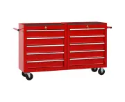 vidaXL Tool Trolley with 10 Drawers Steel Red