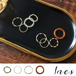 【INES】簡約戒指 復古戒指/韓國設計法式復古異材質簡約戒指4件套組(2色任選)