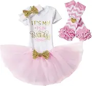 [MYRISAM] Princess Baby Girls 1st Birthday Cake Smash Photo Props Outfits Romper Bodysuit + Tutu Skirt + Headband