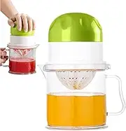 Citrus Juicer - Lemon Squeezer | Handheld No Pulp Extractor | 18.3x10x10cm Lemon Lime Orange Citrus Squeezer | 450ml Clear Cup Attached Kitchen Tool For Travel Dorm Home Lime Guava Pomegranate