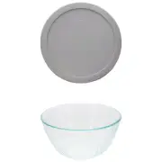 Pyrex 7402 6-Cup Sculpted Glass Bowl and 7402-PC Rainstorm Blue Lid