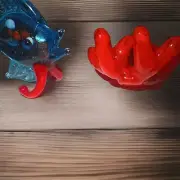 Set Of Miniature 1" Hand Blown Glass Fish And Coral