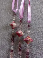 Set Of 3 Handmade Christmas Tree Decorations Crystal & Clay Treble Clef Charm