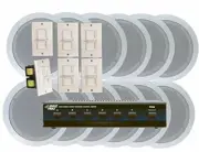 Pyle 5.25" 150W In-Ceiling Speakers, Volume Control, 6 Channel Speaker Selector