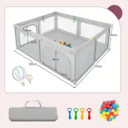Portable Baby Playpen with 50 Balls, Mesh Walls, and Safety Features - Grey