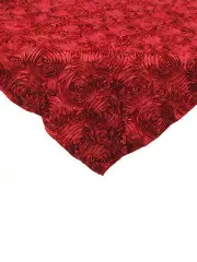 10 Red 54"x54" Rosette Rose Satin Table Overlays 3D Tablecloths Event Wedding