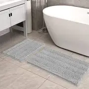 Bathroom Rug Sets 2 Piece Extra Thick Chenille Mats Fluffy Soft Absorbent Non