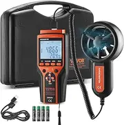 VEVOR Split Handheld Anemometer, -10℃ to 60℃, Digital Wind Speed CFM Meter Gauge With LED Backlight Screen, Measures Velocity Temperature Air Flow Wind Chill, for Sailing Surfing Flying HVAC