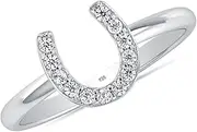 LeCalla 925 Sterling Silver Open Circle, Horseshoe & Tree of Love Designs Finger Ring | Minimalist Wedding Ring Jewelry | Lucky Charm Designs Rings with Cubic Zirconia | Women's Silver Rings