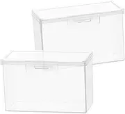 GLSTOY 2pcs Transparent Playing Card Storage Box Portable Gaming Cards Case with Lid for Organizing Business Cards Items Card Holder Container