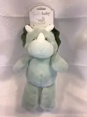 Kelly Baby 12" Plush Rattle Crinkle Lovey Toy Kellybaby Pram Toy Green Dinosaur