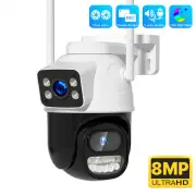 Hiseeu WS418B 4K 8MP Dual Lens Outdoor WiFi Camera Wireless PTZ Security ONVIF H.265+ Cam Night Vision AI Humanoid Detec