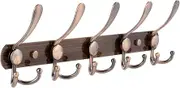 Wall Mounted Coat Rack - 5 Tri Hooks, Heavy Duty, Stainless Steel, Metal Coat Hook Rail for Coat Hat Towel Purse Robes Mudroom Bathroom Entryway (Antique Copper)