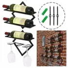 Metal Wine Bottle Holder Wall Mount Wine Bottle Rack and Glass Holder tucaO