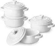 [MALACASA] Mini Cocotte Set - 14 OZ Small Casserole Dishes with Lids and Handles, Ceramic Mini Dutch Oven Set of 4, Small Baking Ramekins for Lasagna, Soufflé, Oven, Microwave & Dishwasher Safe, Series