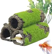 Aquarium Moss Cave Hide, Resin Fish Shrimp Cave Betta Cave Reptile Hideouts Fish Tank Ornaments Aquarium Decorations for Small Fishes to Breed, Play, Rest